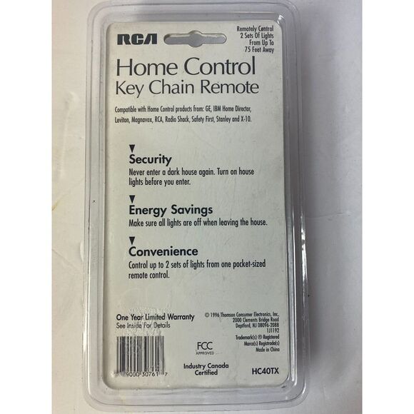 RCA Home Control Key-Chain Remote Infrared Black HC40TX 10 Meters Range NOS new - Picture 4 of 6